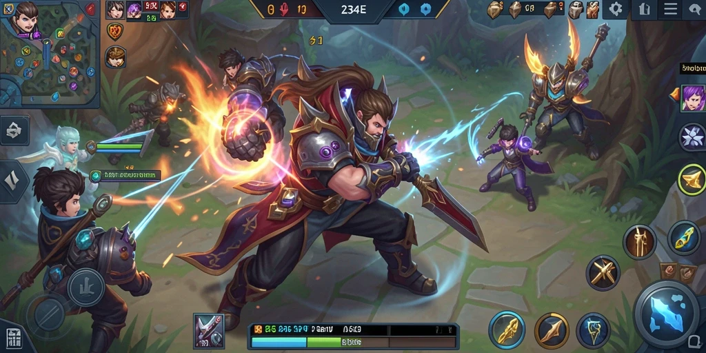 Tampilan seru aksi pertempuran dalam game MOBA