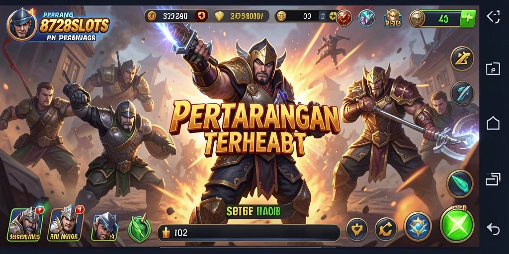 Gameplay 8728SLOTS yang mendebarkan dalam pertarungan antar karakter.