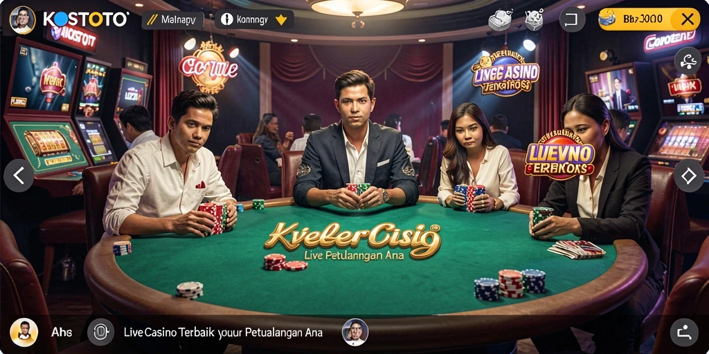 Tampilan gameplay KOSTOTO yang mendebarkan dalam suasana Live Casino.