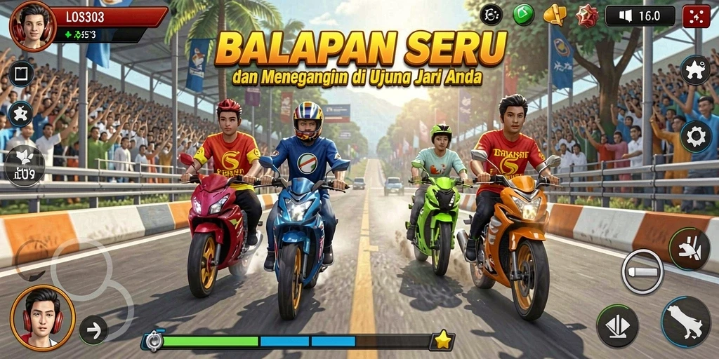Tampilan gameplay menarik dari LOS303 dengan mobil balap yang melaju kencang.