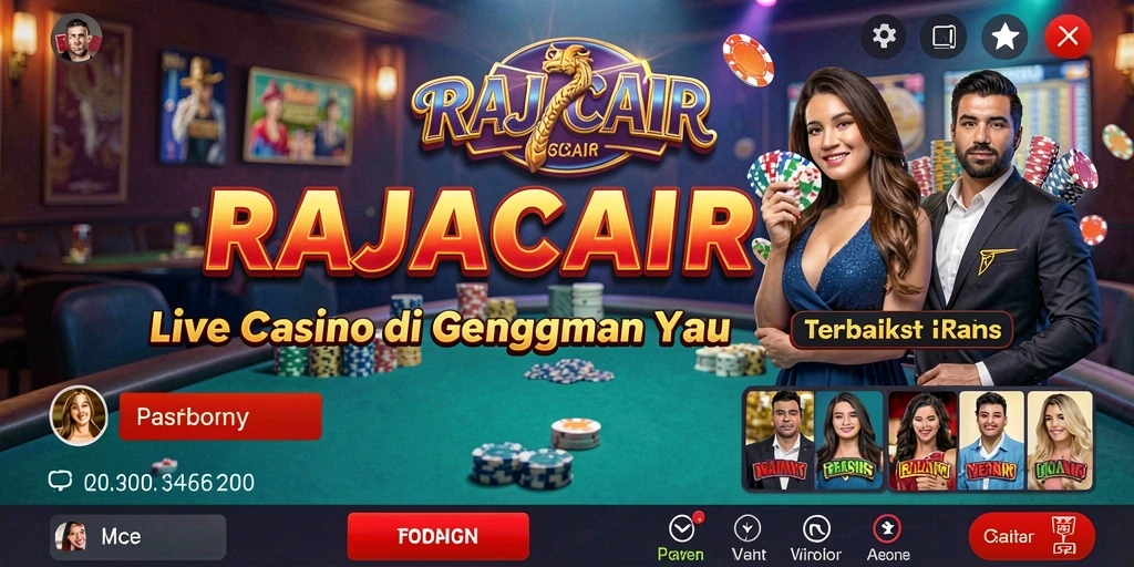 Screenshot utama RAJACAIR menampilkan dealer langsung yang sedang bermain dengan pemain.