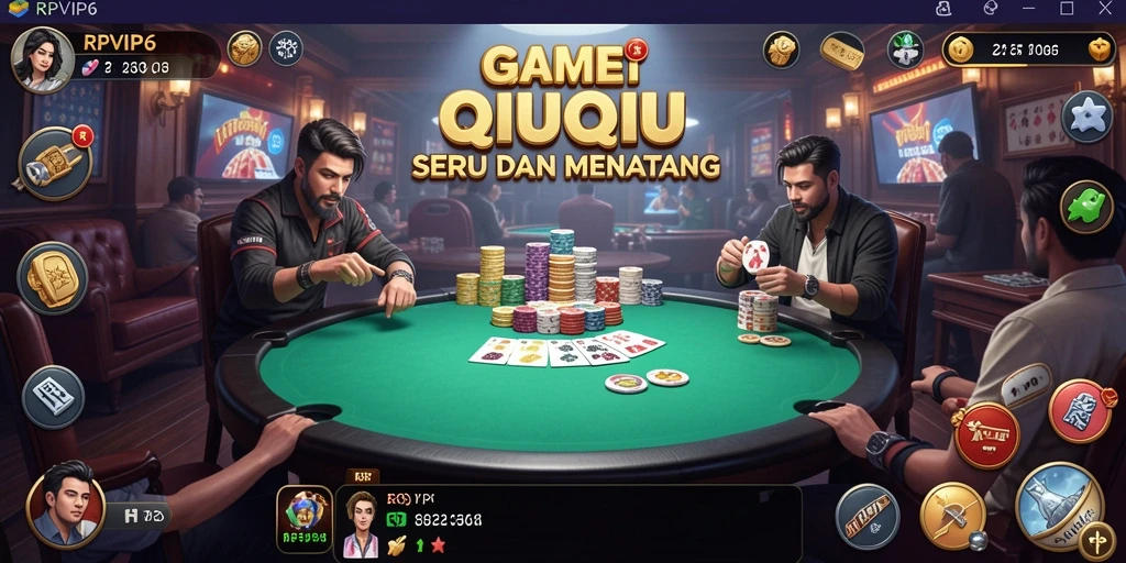 Screenshot RPVIP6 menampilkan aksi permainan QiuQiu yang mendebarkan.