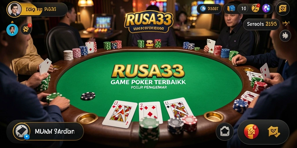 Screenshot gameplay RUSA33 menunjukkan aksi poker yang mendebarkan.