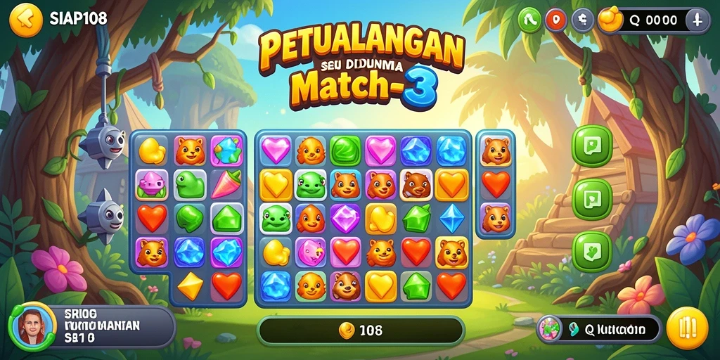 Visual menarik dari gameplay seru SIAP108 di Match-3.