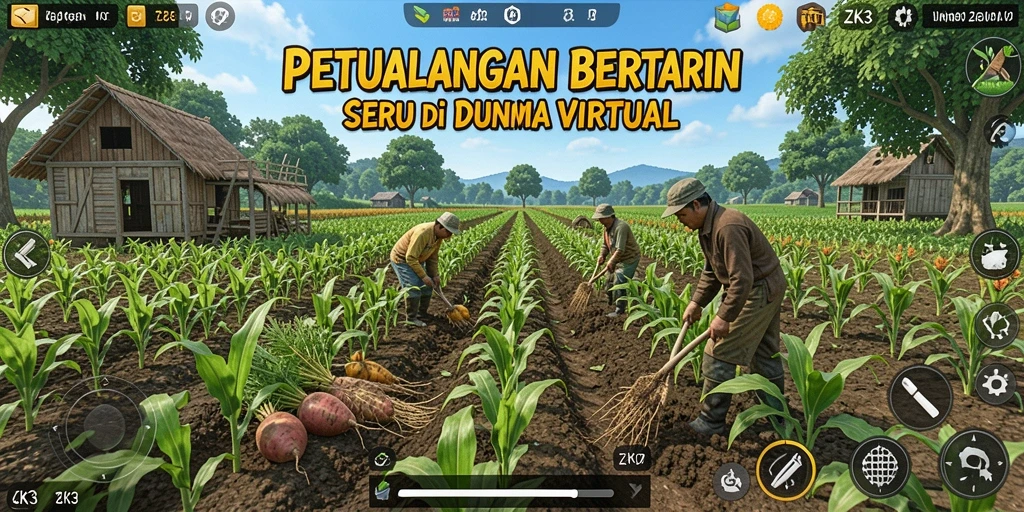 Screenshot menunjukkan pengalaman seru bertani di ZK3 dengan grafis yang indah.