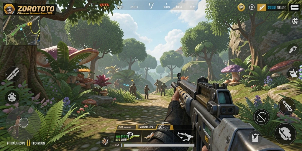 Tangkapan layar gameplay ZOROTOTO yang menampilkan aksi TPS seru.